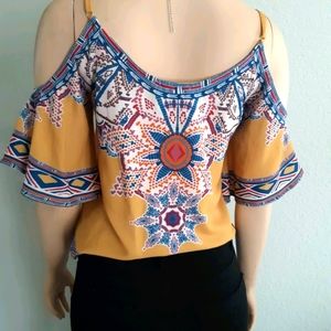 Mustard top boho open sleeve top blouse